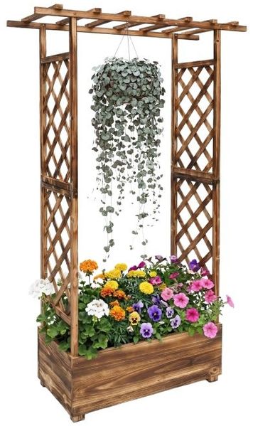 Relaxdays Blumenkasten mit Rankgitter & Dach