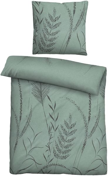 biberna Melange-Flanell Bettwäsche 0840518 GRAESER, fichte, 1x 155x220 cm + 1x 80x80 cm