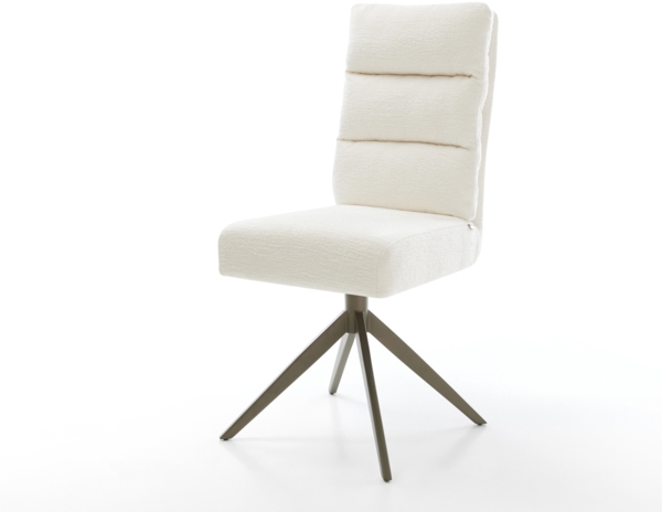 Drehstuhl Pela-Flex Bouclé Soft Beige Kreuzgestell breit Effektfinish Titan 360° drehbar Wippfunktion Taschenfederkern