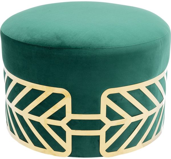 Kare Design Hocker Jenna Grün Samtoptik, Wohnaccessoire, rund, Sitzhöhe 41cm