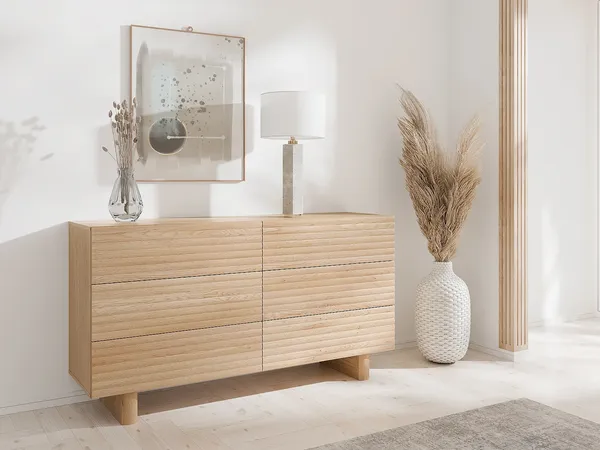Vente-unique - LUDIMA Kommode Holz, Platte Beige - B 41,8 cm x H 81,3 cm x L 150 cm