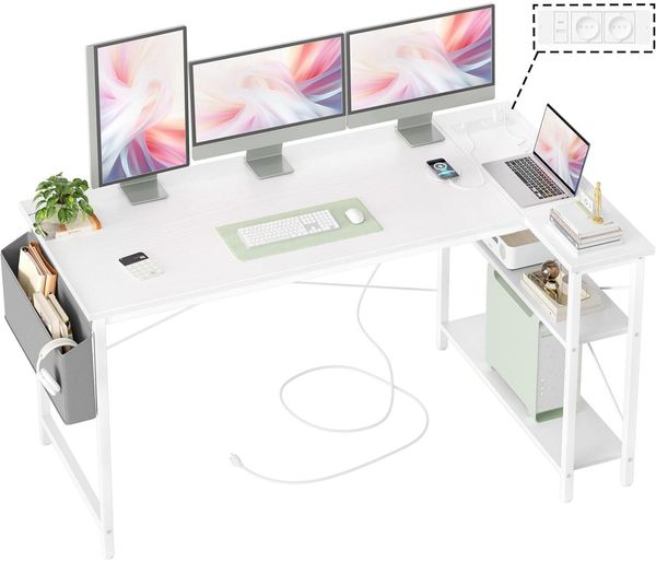 Gaming Schreibtisch L-Form 140x70 cm USB Typ C Steckdose