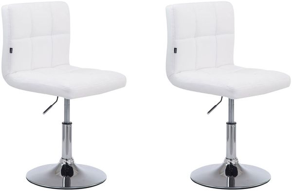 2er Set Barhocker BANGKO - Kunstleder Weiß 44x49x74 cm | Barstuhl Höhenverstellbar Mit Lehne Drehbar Tresenhocker Tresenstuhl Kneipenhocker