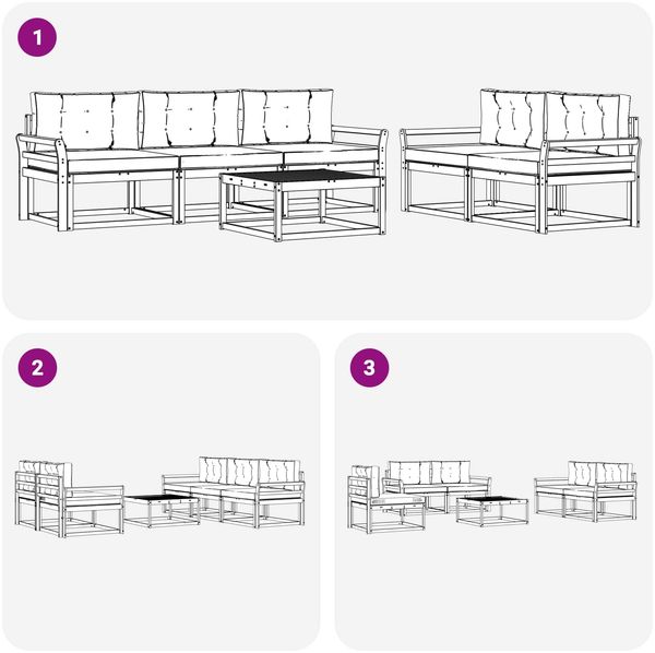 vidaXL Outdoor-Sofagarnitur mit Kissen 6 pcs Weiß und Anthrazit 3386061 Bild 6