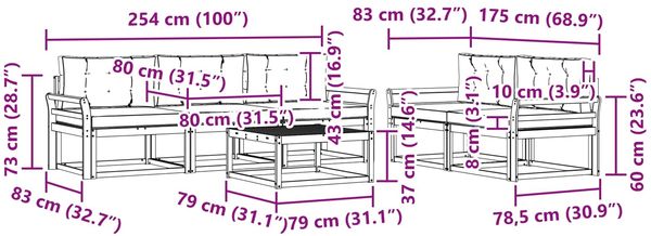 vidaXL Outdoor-Sofagarnitur mit Kissen 6 pcs Weiß und Anthrazit 3386061 Bild 7