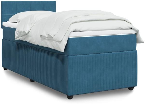 vidaXL Boxspringbett mit Matratze Blau 90x190 cm Samt 3287630