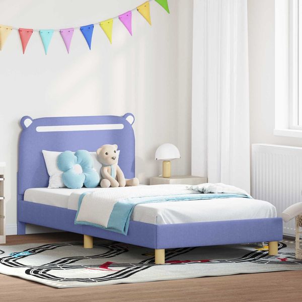 vidaXL Kinderbettgestell mit Kopfteil Jeans blau 90 x 190 cm Stoff 42011223