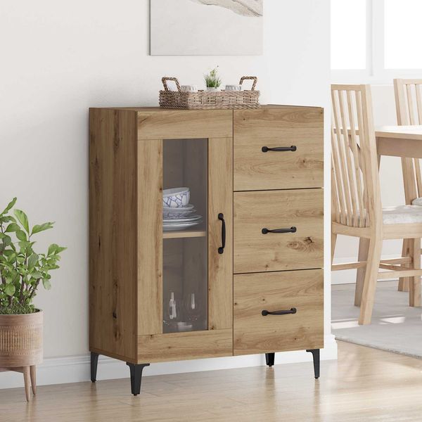 vidaXL Sideboard Artisan-Eiche 69,5 x 34 x 90 cm Verbundholz und Eisen 880843