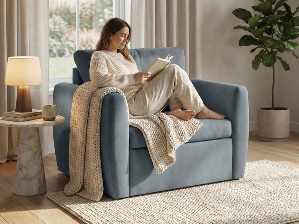 Beautysofa Relaxsessel KAMEL mit Schlaffunktion und Bettkasten (freistehend, kompakter Schlafsessel für Wohnzimmer & Gästezimmer, Velours TRINITY), Schlafsessel ausklappbar, moderner Sessel mit Liegefläche 188x82 cm