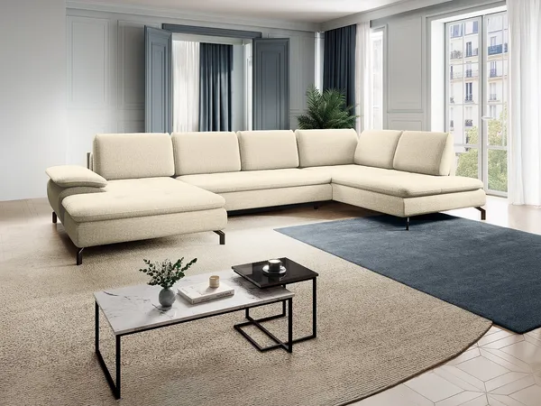 Vente-unique - ARCHIBALD Sofa Stoff Beige - B 205 cm x H 82 cm x L 347 cm