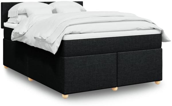 vidaXL Boxspringbett mit Matratze Schwarz 140x190 cm Stoff 3286670