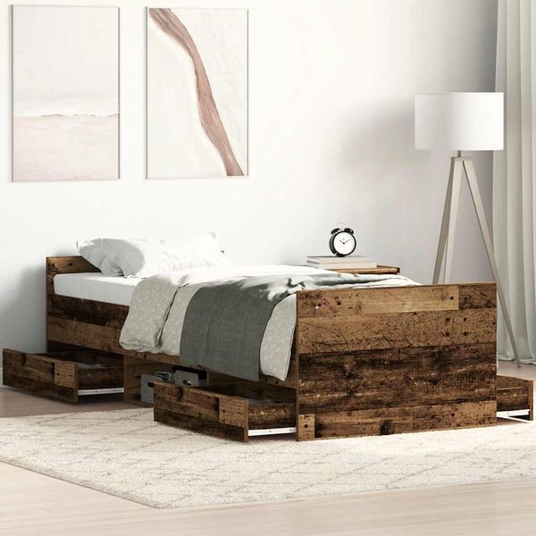 vidaXL Bettgestell ohne Matratze Altholz-Optik 90x190cm Holzwerkstoff 3328808