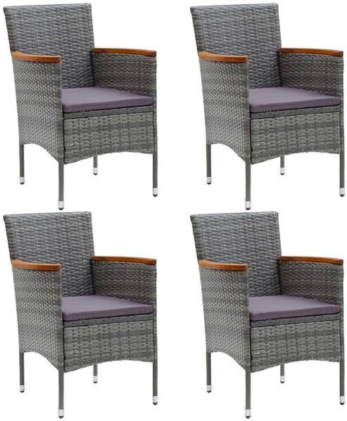 vidaXL Garten-Essstühle 4 Stk. Poly Rattan Grau 310567