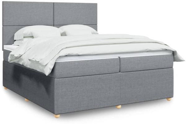 vidaXL Boxspringbett mit Matratze Hellgrau 200x200 cm Stoff 3294456