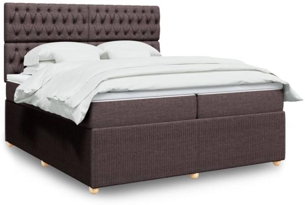 vidaXL Boxspringbett mit Matratze Dunkelbraun 200x200 cm Stoff 3292173