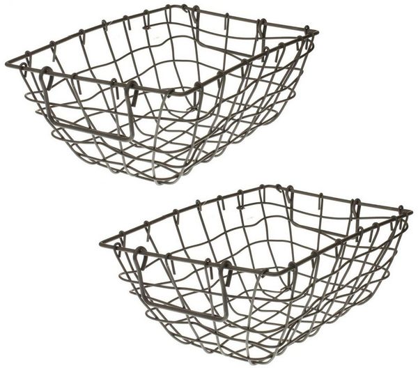 Macosa Home Dekokorb (Küchenkorb Gemüsekorb Obstkorb, 2 St, Geschenkkorb Drahtkorb Tischdeko), Metall grau matt vintage Metallkorb Aufbewahrungskorb