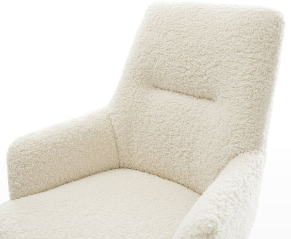 Drehstuhl Zelia-Flex mit Armlehnen Teddystoff Beige Holzgestell kantig Natur 180° drehbar Taschenfederkern Bild 4