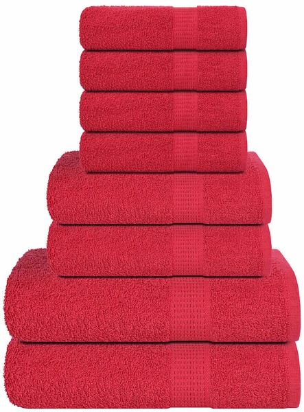 vidaXL 8-tlg. Handtuch-Set FROGN Rot 360 g/m² 137072