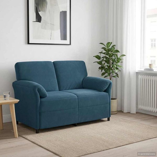 vidaXL 2-Sitzer Sofa Blau 138 x 83 x 95 cm Samt 42033948