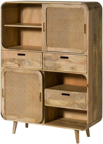 Highboard Mango 110x40x150 natur lackiert VALENCIA #110