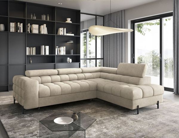 Lukas Möbel Ecksofa Ecksofa Frida mit Bettfunktion in Bubble Look, mit Schlaffunktion, Bettkasten, in Bubble-Look
