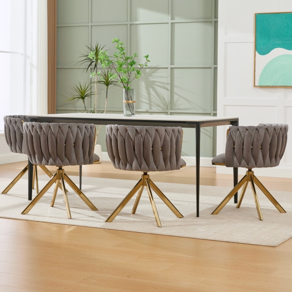 Velours-Drehstuhl mit 180°-Schwenkfunktion, ergonomisch, grau, für Büro und Homeoffice