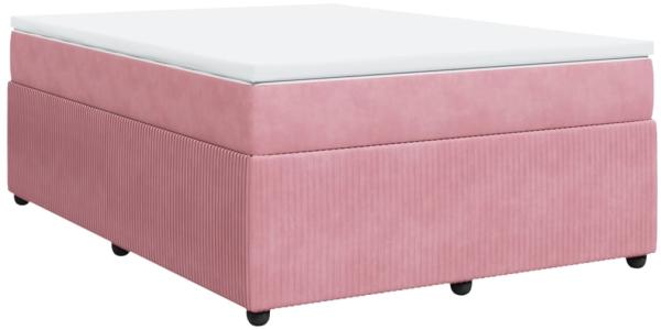 vidaXL Boxspringbett mit Matratze Rosa 140x200 cm Samt 3285649