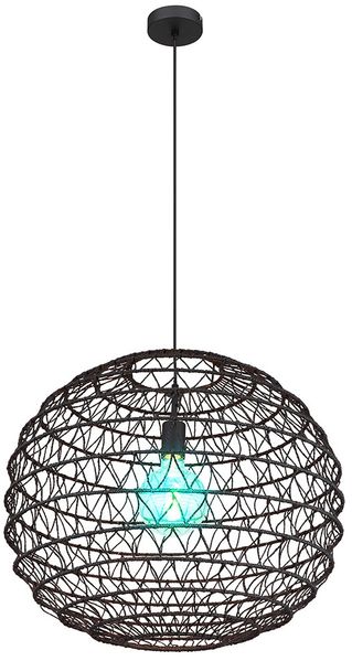 RGB LED Hängeleuchte, Papierkugel, schwarz, H 120 cm