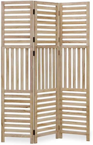 Paravent Raumteiler 3 teilig Holz Natur Raumtrenner Trennwand Sichtschutz Lamellen Spanische Wand