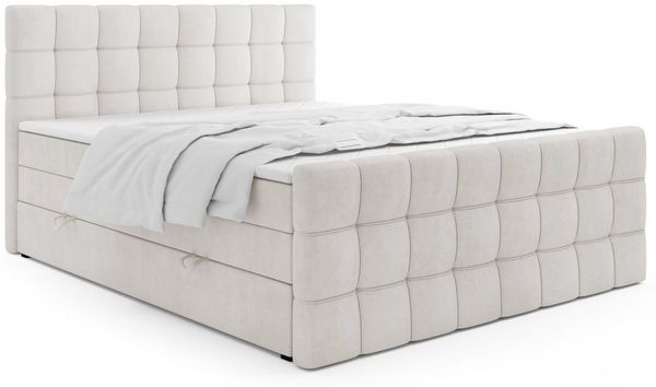 Labett Boxspringbett mit Bettkasten, Doppelmatratze, IGANTE KING 160x200 180x200 200x200 (Boxspringbett, Bettkasten, Matratze, Topper), Bonellfederkern- und Taschenfederkernmatratze