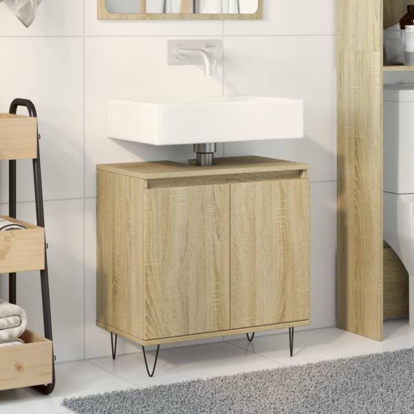 vidaXL Badschrank Sonoma-Eiche 58x33x60 cm Holzwerkstoff 849674