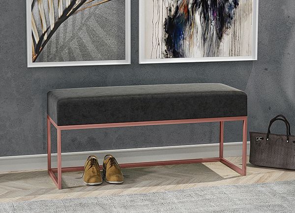 AX LIVING Sitz Bank Acciarolli 90 cm – Schwarz, kupferfarbenes Metallgestell