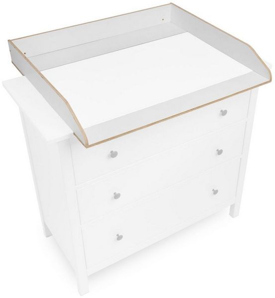 Jonka Wickelaufsatz für IKEA Hemnes Kommode 108 & 160 cm – Baby Wickeltisch-Aufsatz aus Naturholz, besonders sicher: DIN EN 12221 geprüft - Weiß