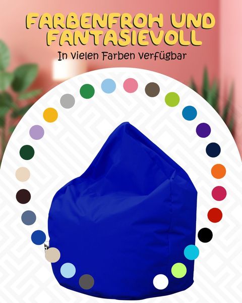 PATCH HOME Sitzsack Tropfenform – XXL – Blau, bequemer Sitzsack aus Luxus-Polyester-Gewebe, bereits befüllt Bild 5