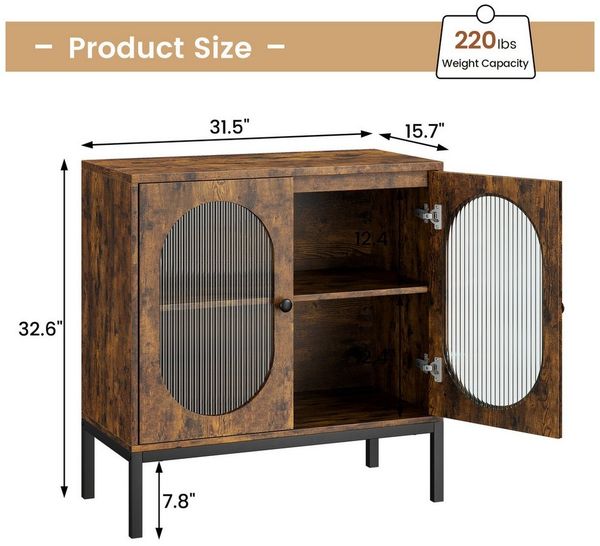 GarveeMore Sideboard mit 2 Türen und verstellbaren Regalen,83x80x40cm, Küchenschrank,Buffetschrank für Wohnzimmer,Esszimmer,Flur