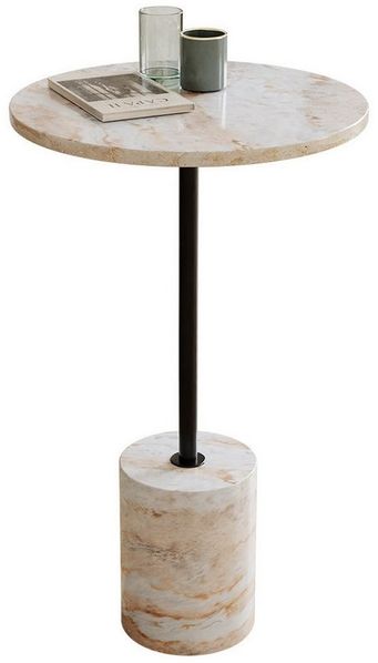 Liadomo Beistelltisch Goro (drei verschiedene Farben), massiver Marmortisch rund Ø 36 cm – für Wohnzimmer & Schlafzimmer