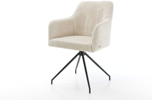 Esszimmerstuhl Greg-Flex Cord Beige Kreuzgestell konisch Schwarz Taschenfederkern