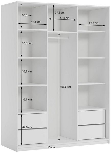 Masseno Schwebetürenschrank ORRA Kleiderschrank mit Spiegel und Schubladen Schlafzimmerschrank Bild 4