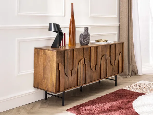 Vente-unique - MIZORAM Sideboard Holz, Platte Braun - B 45 cm x H 75 cm x L 160 cm