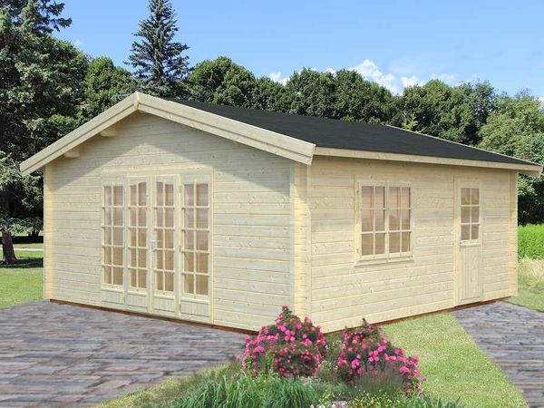 Palmako Gartenhaus Irene 277 m² Gartenhaus aus Holz Holzhaus mit 70 mm Wandstärke Blockbohlenhaus mit Montagematerial