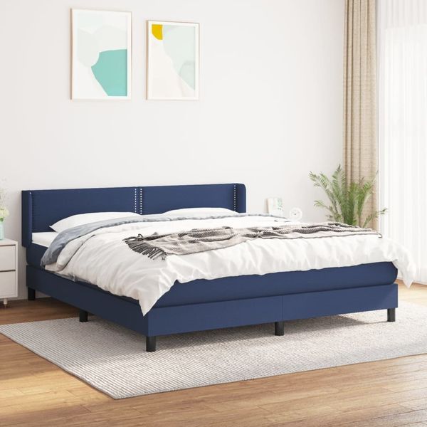 vidaXL Boxspringbett mit Matratze Blau 180x200 cm Stoff 3129655
