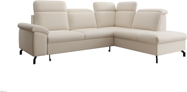 Ecksofa Canei, Sofa mit Schlaffunktion, Couch L-Form, Sofa Rechts, Plüschstoff, 262 x 105 x 170 cm, Beige