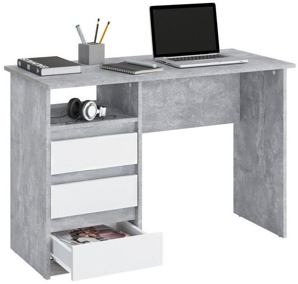 KOMTO Schreibtisch Oslo 110 Schreibtisch mit Schubladen Bürotisch Computertisch, Büro PC-Tisch Kinderschreibtisch mit Stauraum 110 x 50 x 74 cm