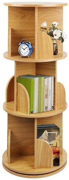 JEOBEST Bücherregal Drehbare Bücherregal mit 3 Ebenen, 1-tlg,360°Rotating Bookshelf,Kinderbücherregal Standregal,Freistehend
