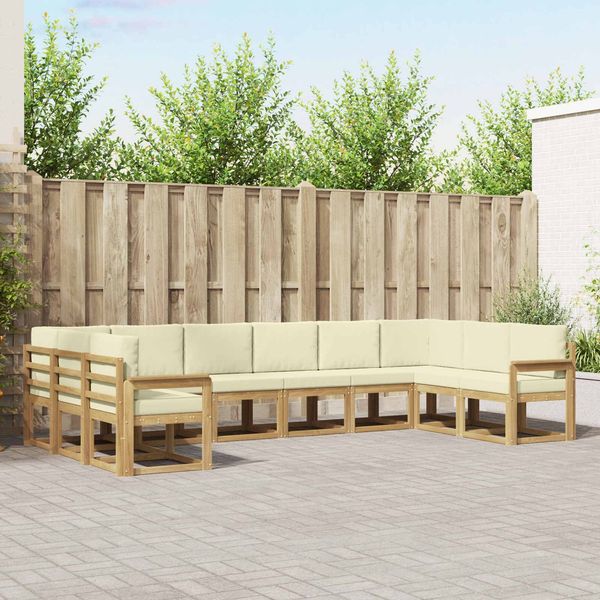 vidaXL Outdoor-Sofagarnitur mit Kissen 10 pcs Weiß und Creme 3388279
