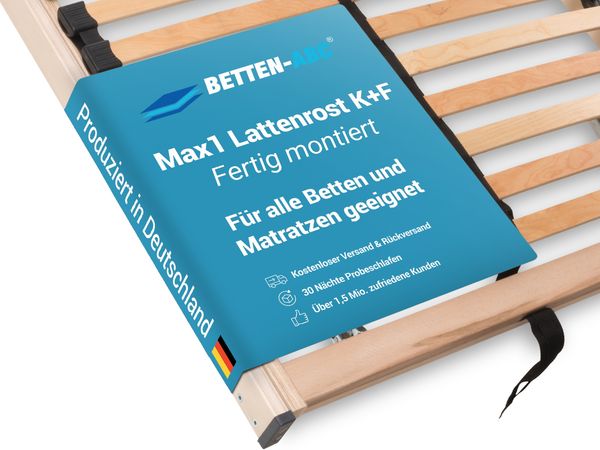 Betten-ABC Max1 K+F – fertig montierter Lattenrost mit Kopf- und Fußteilverstellung, Holm durchgehend, Größe: 100x200
