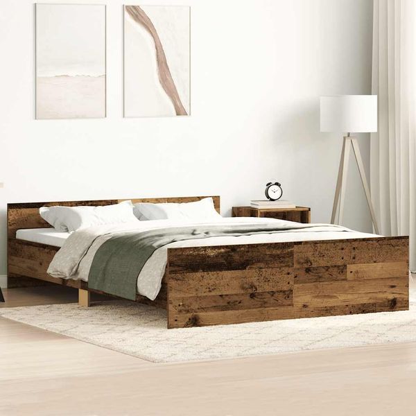 vidaXL Bettgestell ohne Matratze Altholz-Optik 135x190cm Holzwerkstoff 3328787