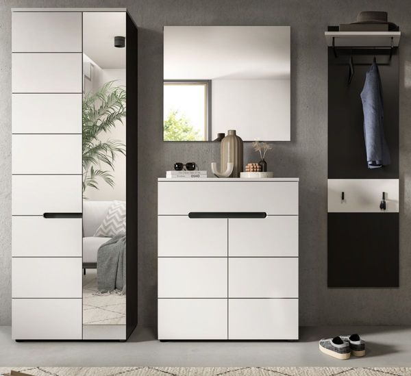Garderobe Set 4-tlg. Cooper in weiß und grau 220 cm