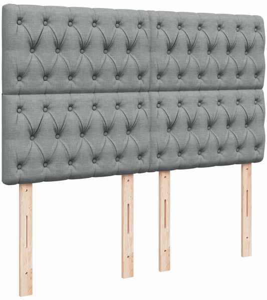 vidaXL Boxspringbett mit Matratze Hellgrau 140x200 cm Stoff 3294386 Bild 9