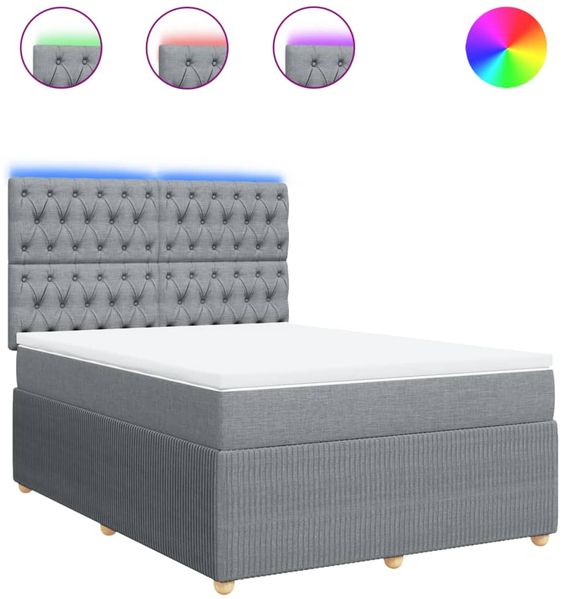 vidaXL Boxspringbett mit Matratze Hellgrau 140x200 cm Stoff 3294386 Bild 2
